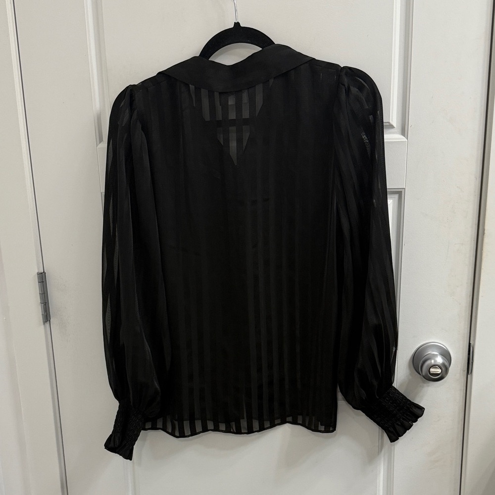 The Kooples Sheer Button Down Blouse Size‎ 1 Small Striped Black - Picture 3 of 3